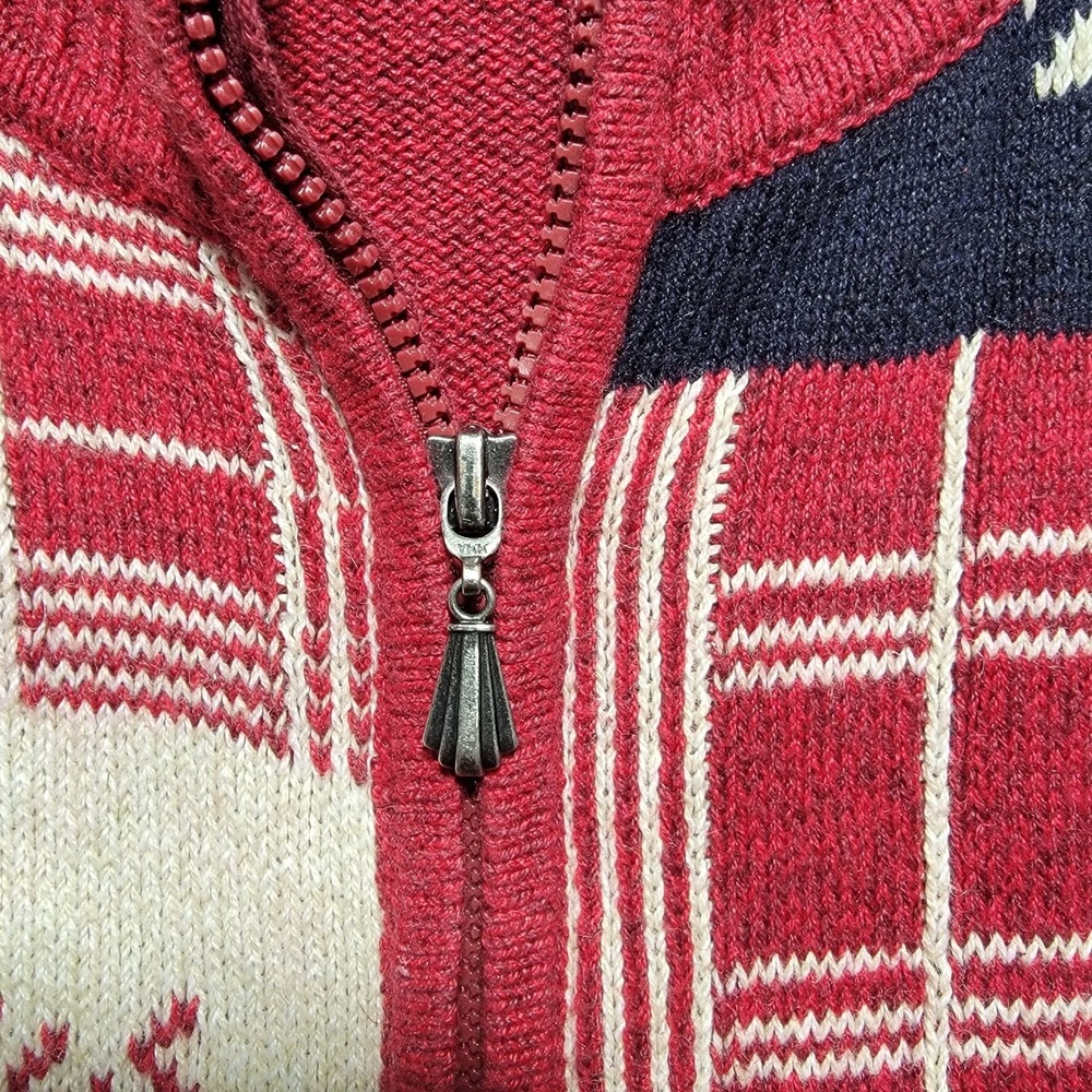 Vintage CJ Banks Christmas Sweater Patchwork Holiday Reindeer‎ Snowflake Zip 1X - Picture 2 of 6